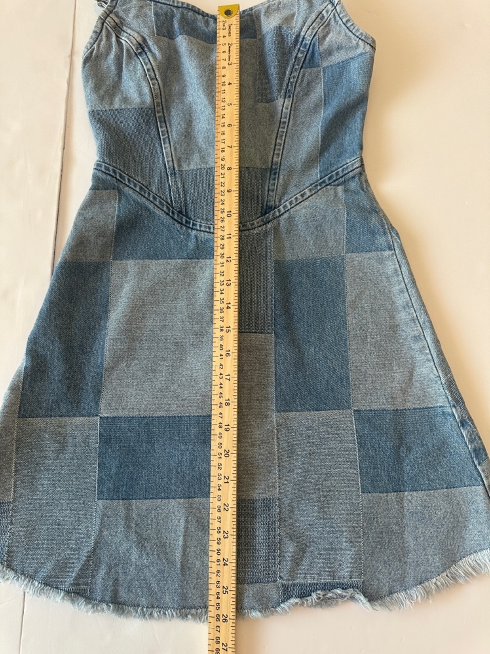 Harper Heritage Patchwork XS Denim Midi Dress - Blue Colorblock - Picture 6 of 9